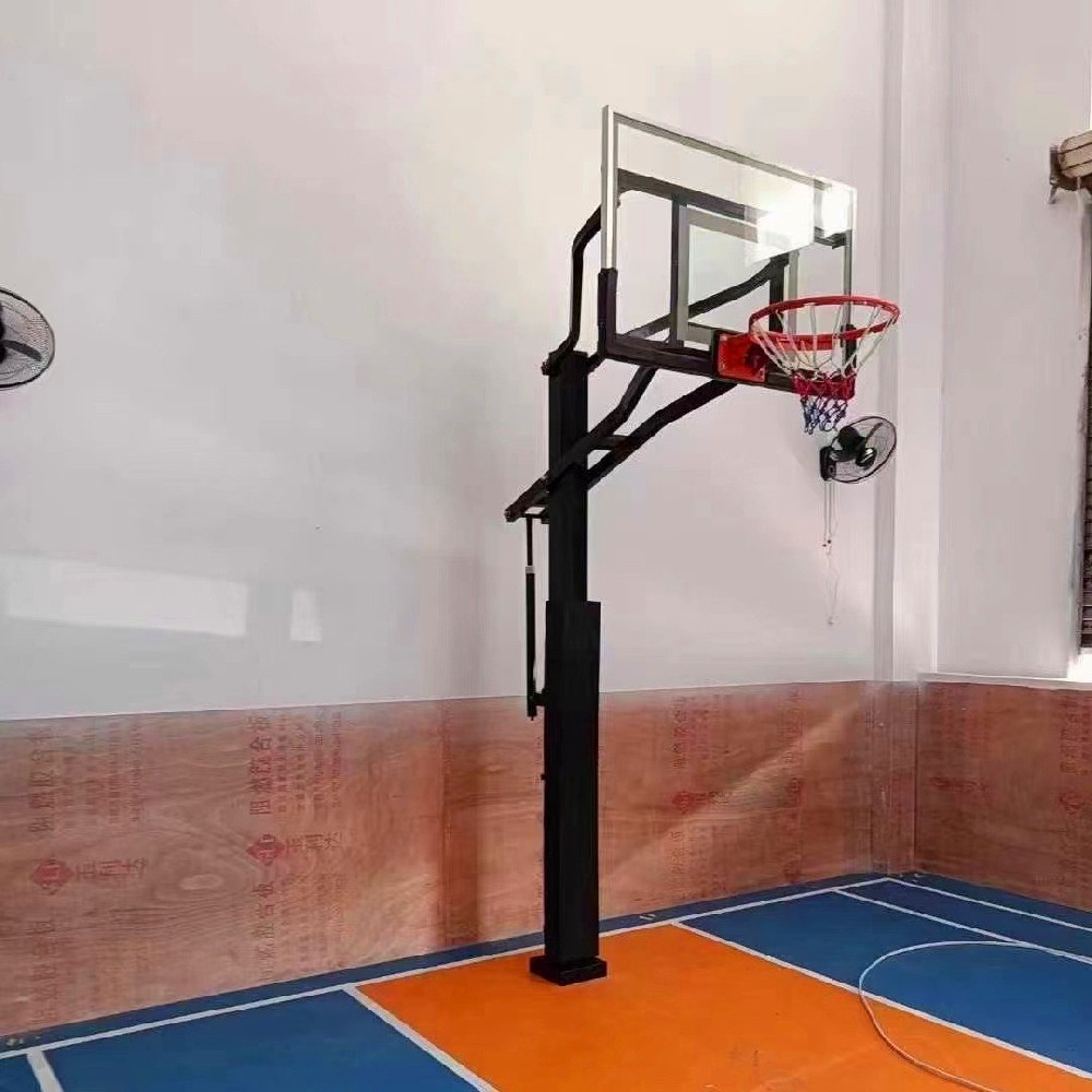 Height adjustable embedded basketball stand